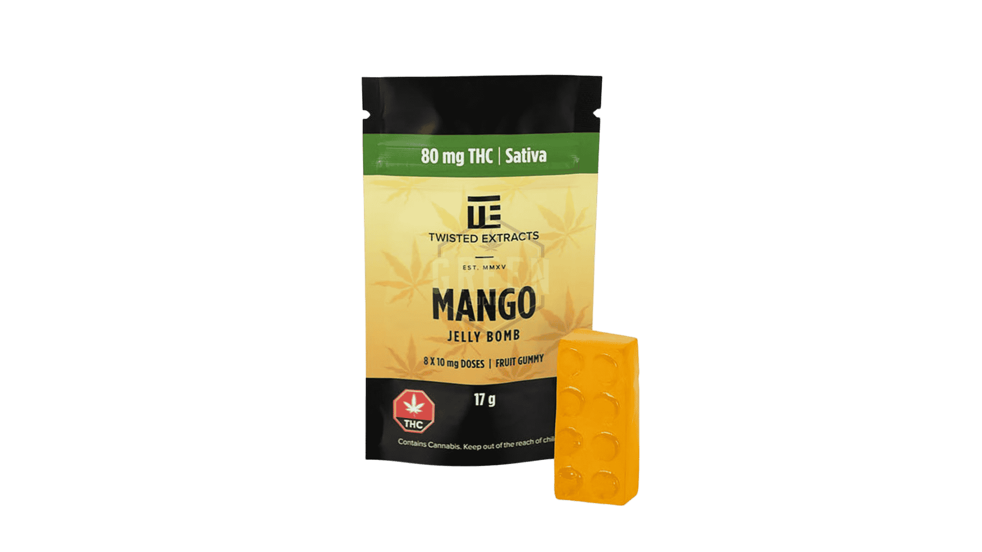 1 Twisted Sativa Jelly Bomb - 80mg THC - Mango - Image 1