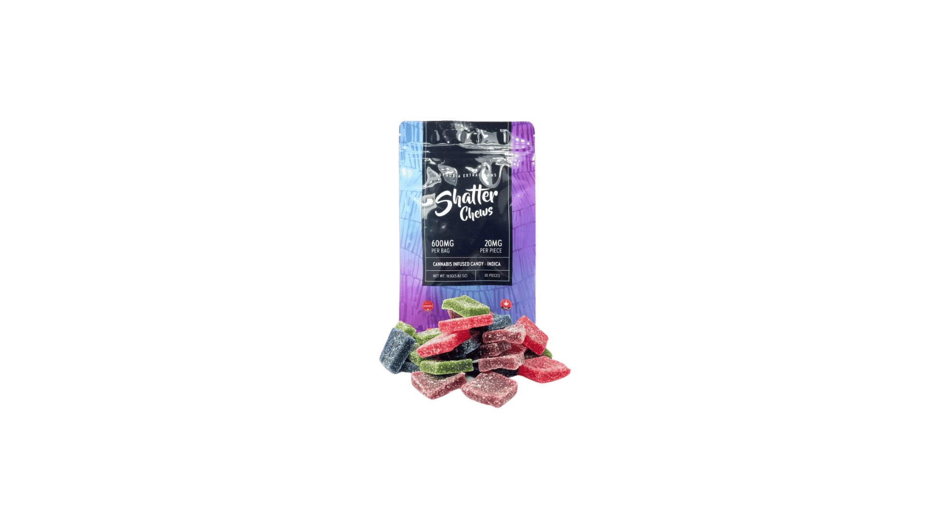 11 Euphoria Shatter Chews- 600mg THC Total - Indica - Image 1