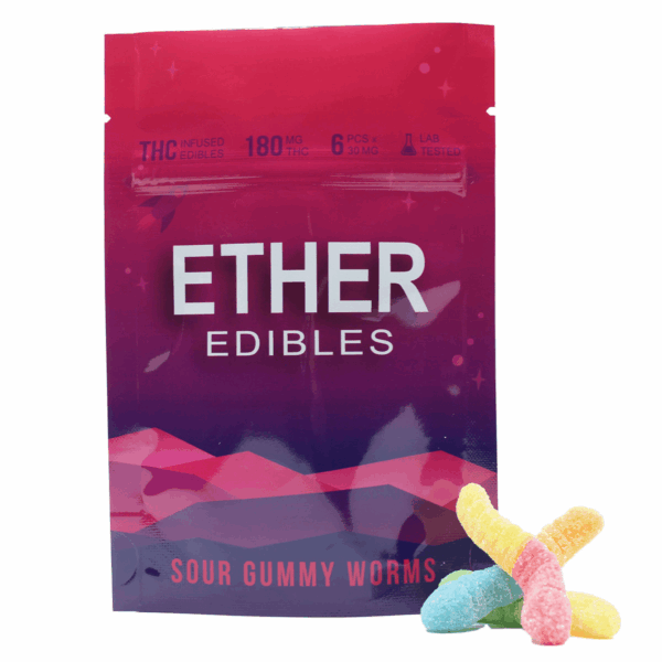 Ether Gummies – 180mg – Sour Gummy Worms - Bulk