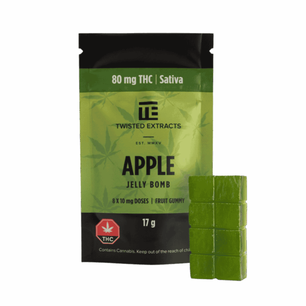 Twisted Sativa Jelly Bomb - 80mg THC - Green Apple - Bulk
