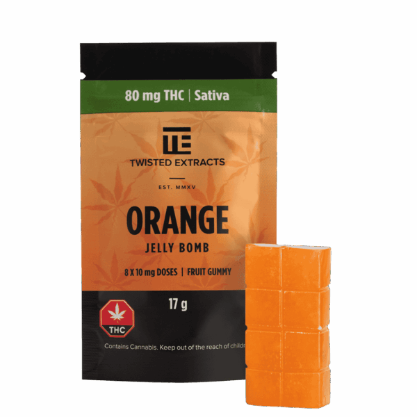 Twisted Sativa Jelly Bomb - 80mg THC - Orange - Bulk
