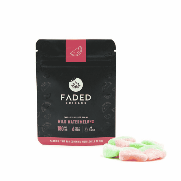 Faded Gummies - 180mg THC - Wild Watermelons - 6 x 30mg - Bulk