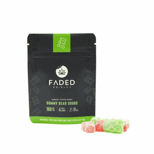 Faded Sour Gummy Bears - 180mg - 6 x 30mg