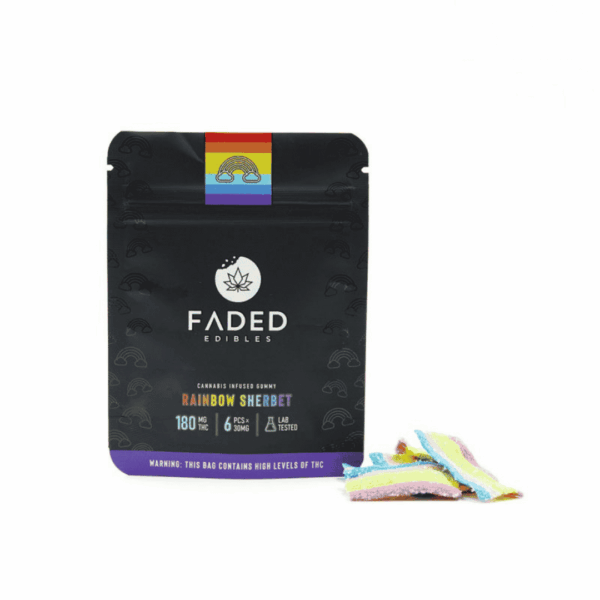 Faded Cannabis Strips - 180mg THC - Rainbow Sherbet - 6 x 30mg - Bulk