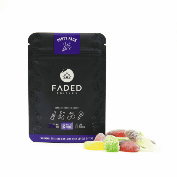 Faded Gummies - 240mg - Party Pack - 8 x 30mg THC - Bulk