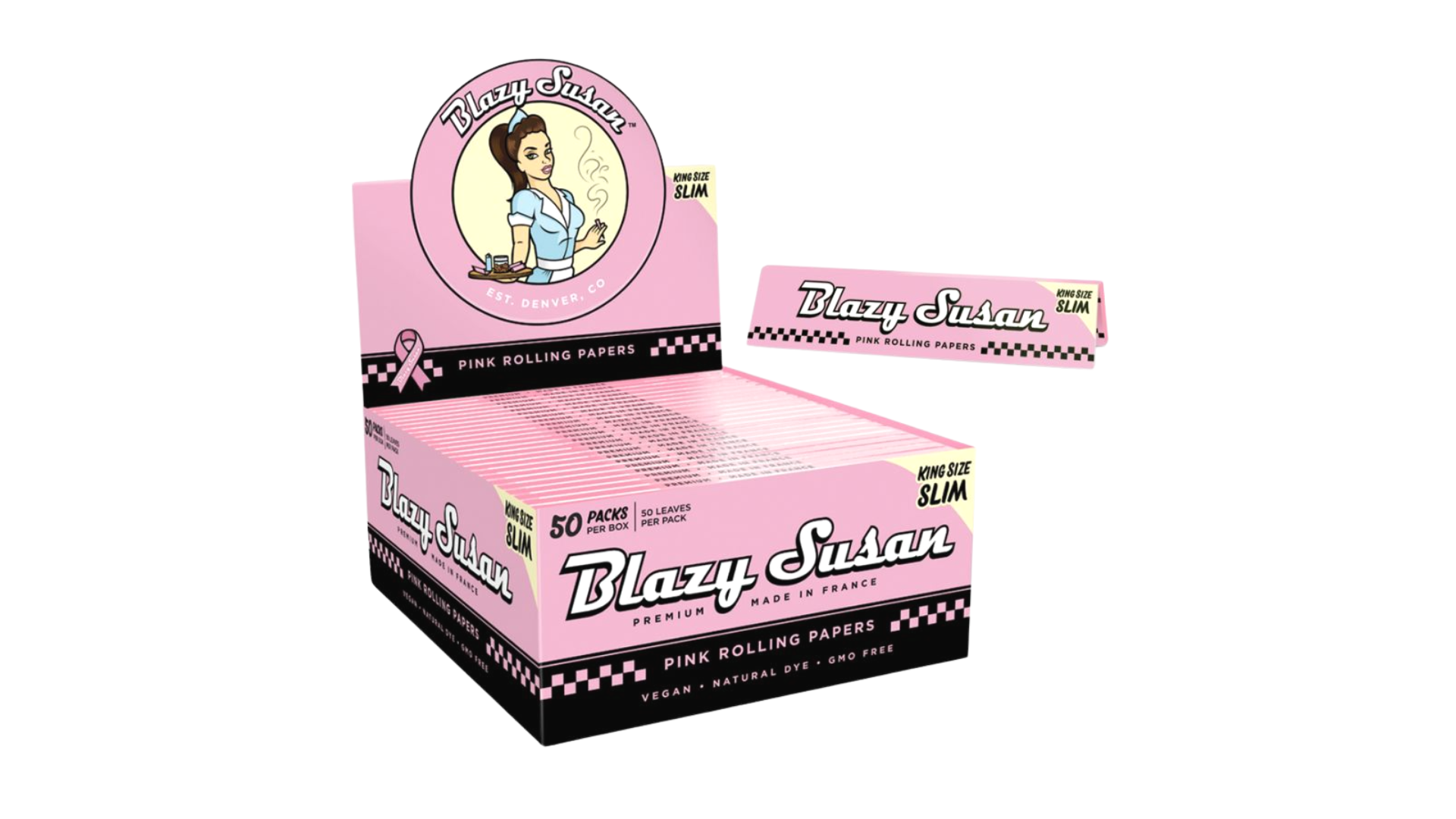 gen (26) Blazy Susans - King Size Pink Slim Papers - Image 1
