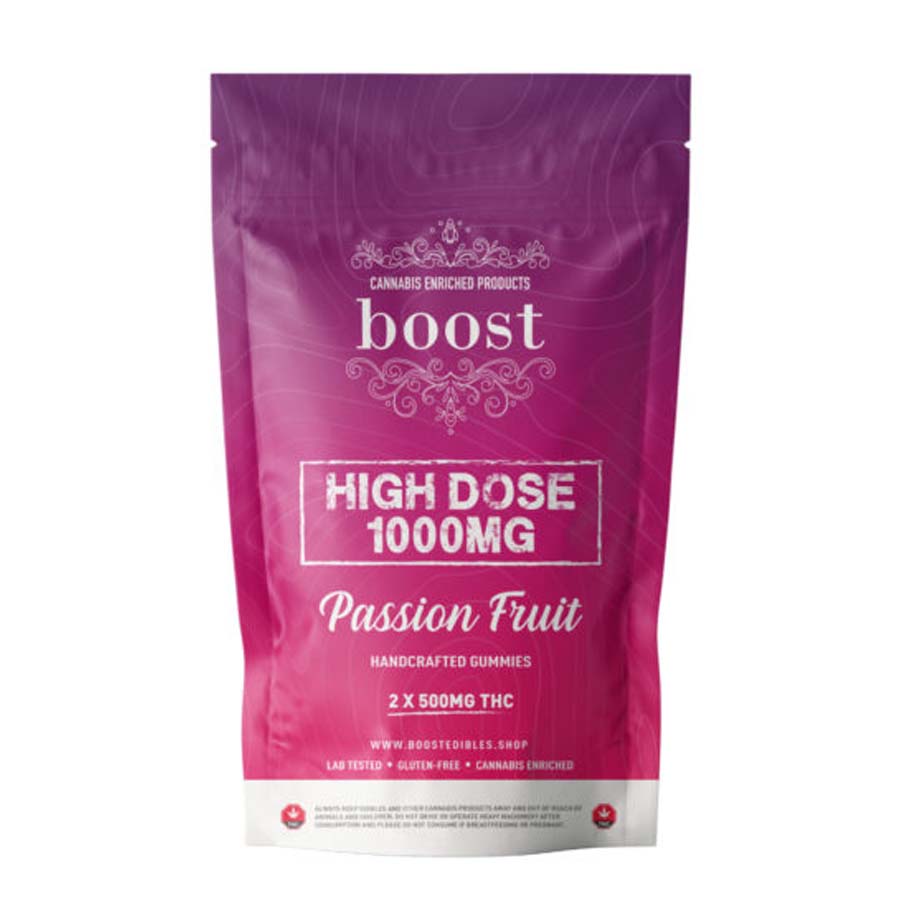 Boost-THC-High-Dose-1000mg-Passionfruit Boost High Dose Gummies - 1000mg THC - Passionfruit - Image 1