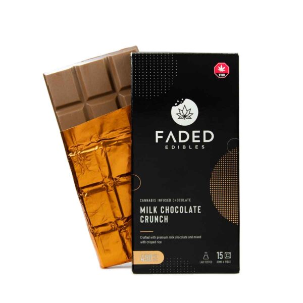 Faded 450mg THC Chocolate Bar - Milk Chocolate Crunch