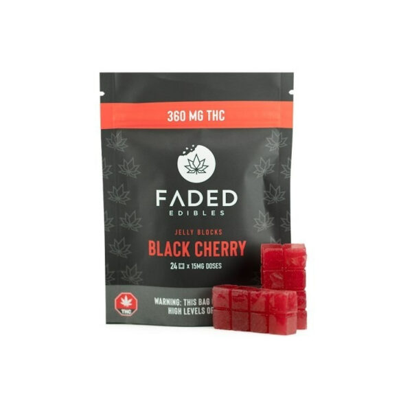 Faded Jelly Blocks - 360mg THC - Black Cherry - 24 x 15mg - Bulk