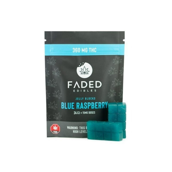 Faded Cannabis Co. Jelly Blocks - 360mg - Blue Raspberry - Bulk