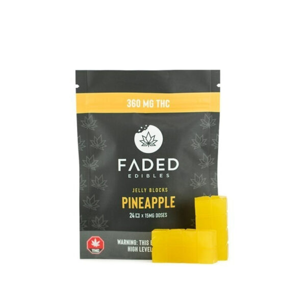 Faded Cannabis Co. Jelly Blocks – 360mg THC - Pineapple - 24 x 15mg - Bulk