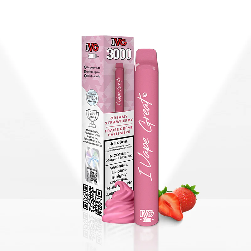 IVG-3000-CREAMY-STRAWBERRY-DISPOSABLE-VAPE IVG - 3000 - Creamy Strawberry - Image 1