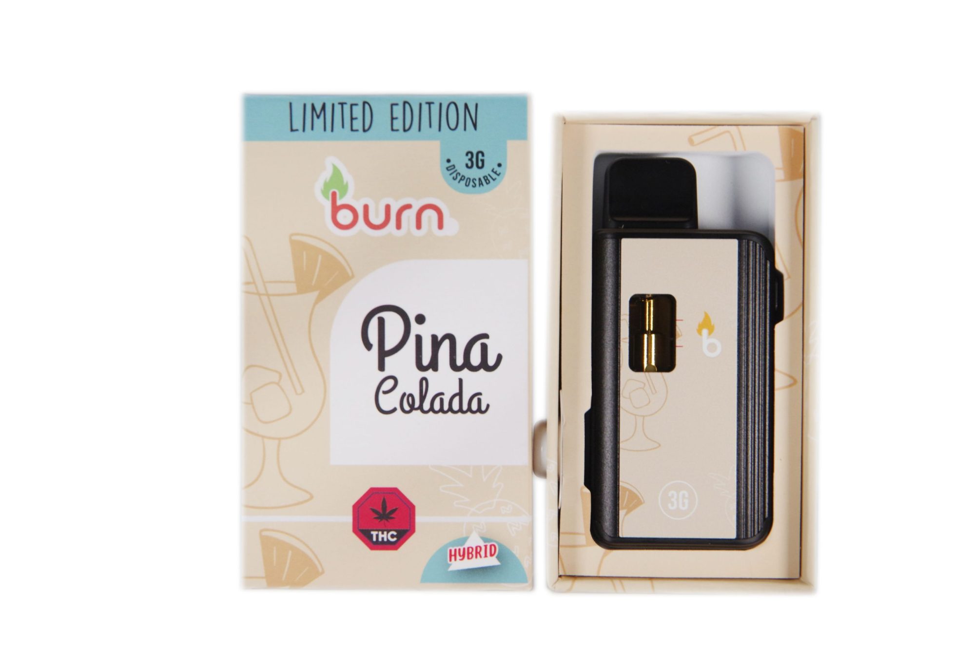 pina-front-scaled-1-2000x1330 Burn Disposable Vapes - 3g - Pinacolada (Indica) - Image 1