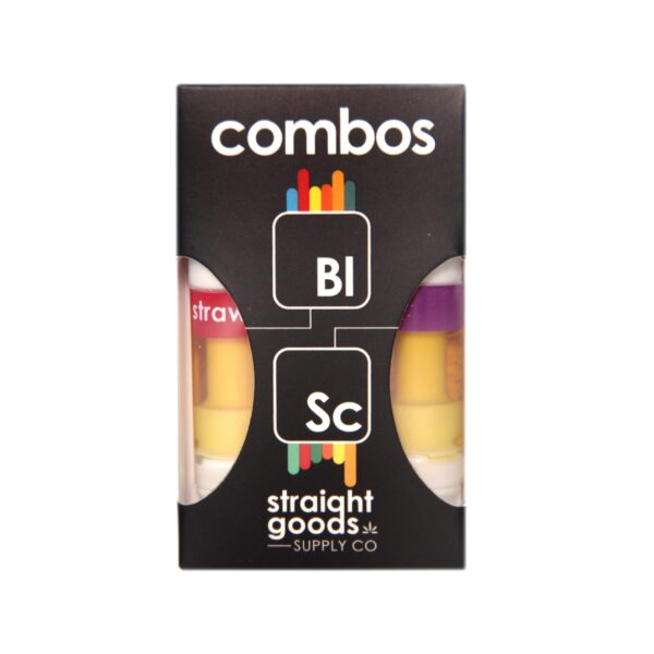 Straight Goods 2 In 1 Combos – 2 x 1 Gram Carts – BLUE LAVENDER (INDICA) x STRAWBERRY COUGH (SATIVA) Cartridges