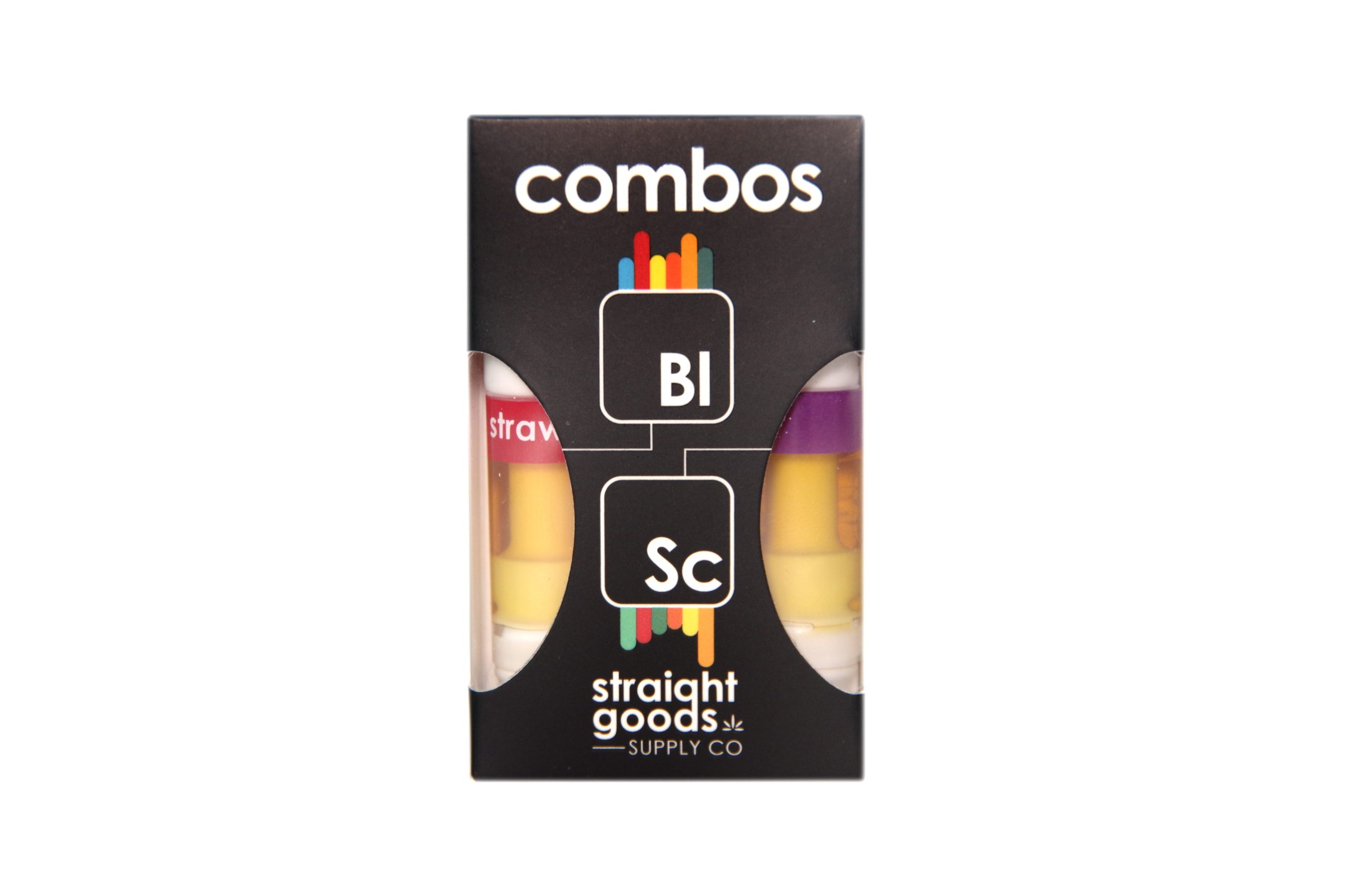STRAIGHTGOODS-BLUELAVENDARSTRAWBERRYCOUGH Straight Goods 2 In 1 Combos – 2 x 1 Gram Carts – BLUE LAVENDER (INDICA) x STRAWBERRY COUGH (SATIVA) Cartridges - Image 1