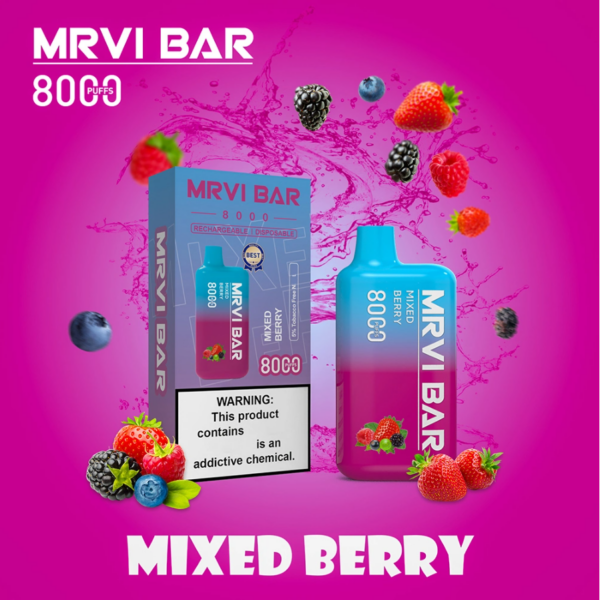 MRVI Bar Rechargeable & Disposable 50mg Nic - 10000 puffs - Mixed Berry