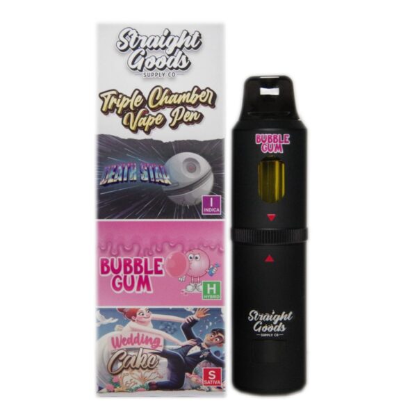 Straight Goods Triple Chamber Vape – 9 Grams THC – Death Star x Bubble Gum x Wedding Cake