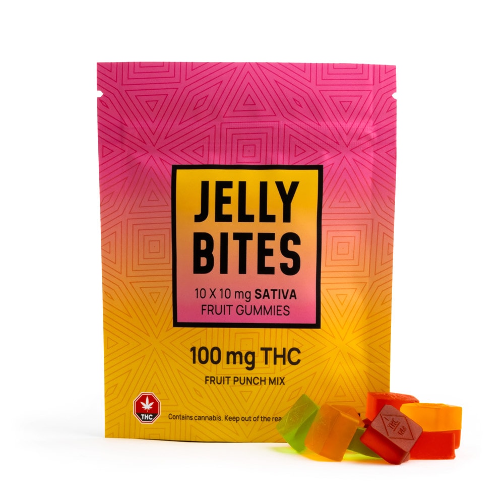 JellyBite_100mg_Sativa-1 Twisted Extracts - Sativa Jelly Bites - 100mg THC - Fruit Punch Mix - Image 1
