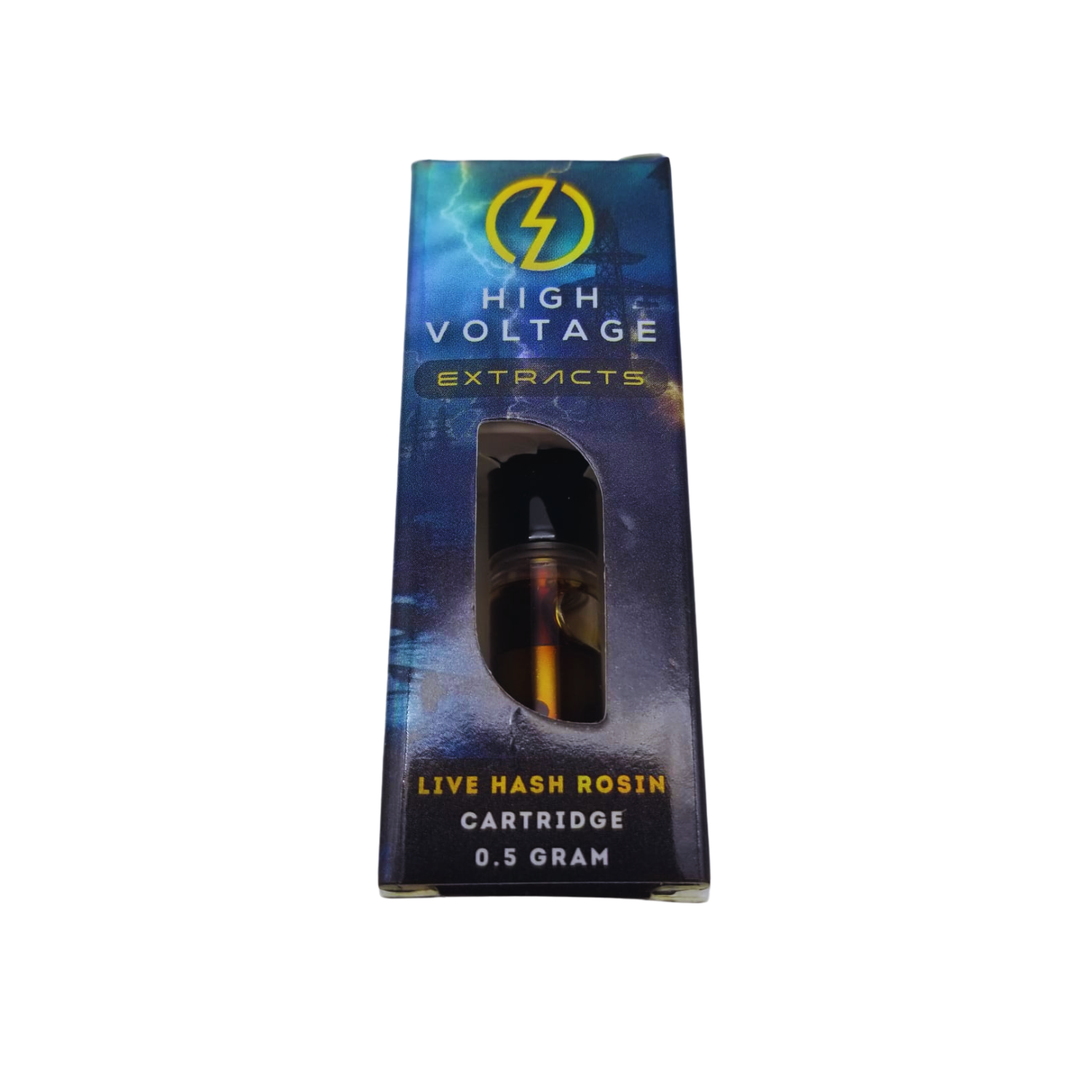 LHRCART-FRONT-TRANSBG High Voltage Extracts Live Hash Rosin Cartridge (.5ml) - Image 1