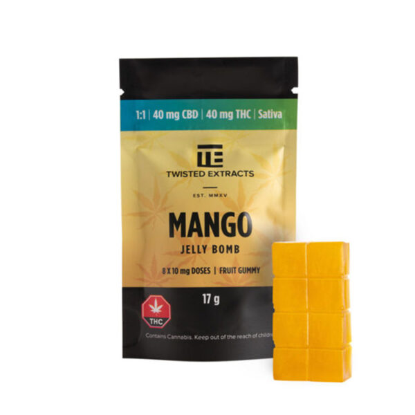 Twisted Sativa 1:1 Jelly Bomb - 40mg THC + 40MG CBD - Mango - Bulk