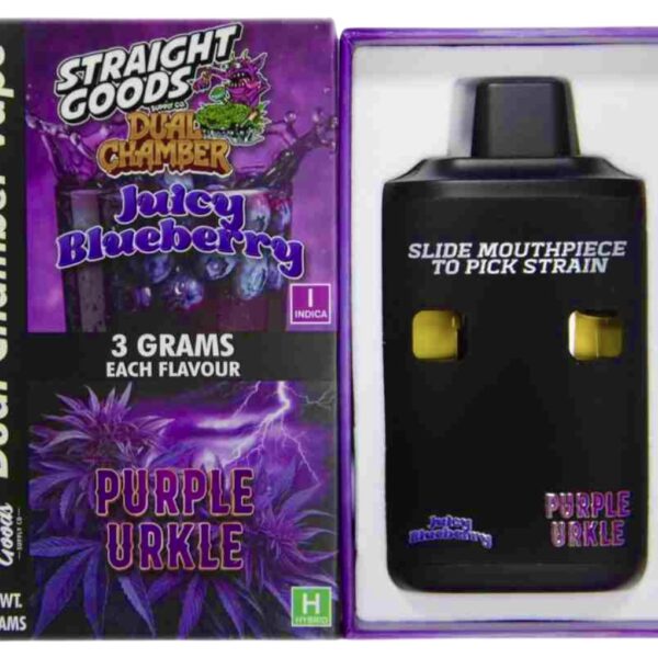 Straight Goods Dual Chamber Vape – 3g + 3g - Juicy Blueberry x Purple Urkle - 6 Gram THC - Bulk
