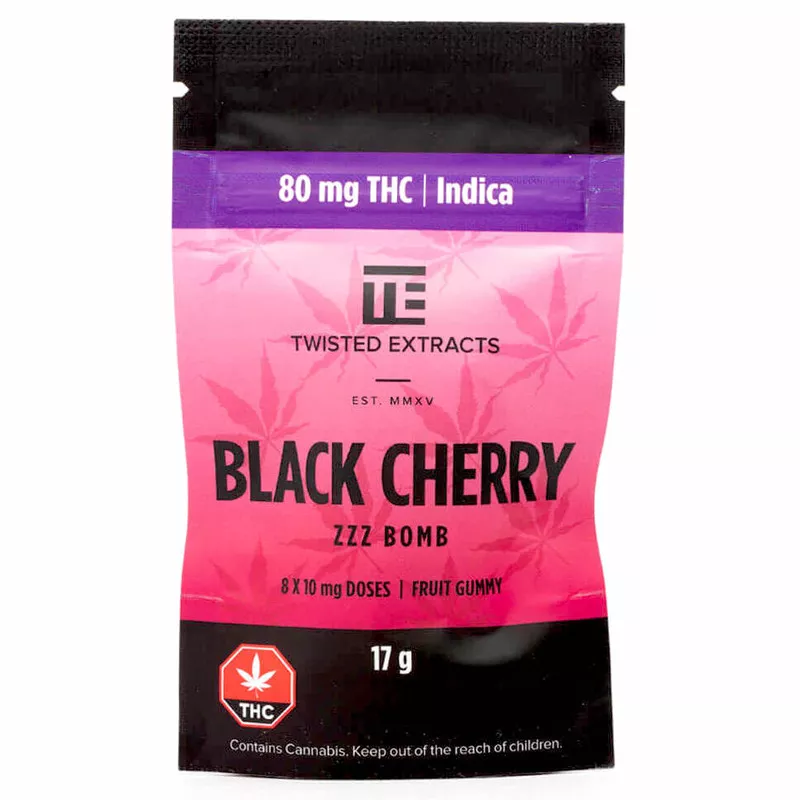 black-cherry-zzz-bomb-80mg-thc-252 Twisted Indica Zzz Bomb - 80mg THC - Black Cherry - Image 1