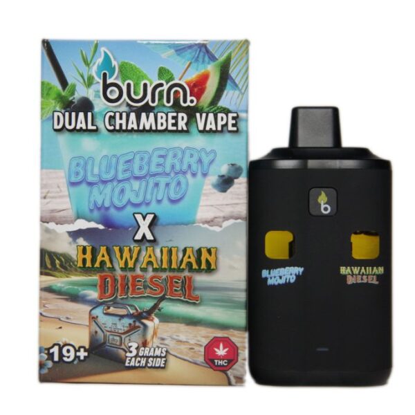 Burn Dual Chamber Vape – 3g + 3g - Blueberry Mojito x Hawaiian Diesel - 6 Gram THC