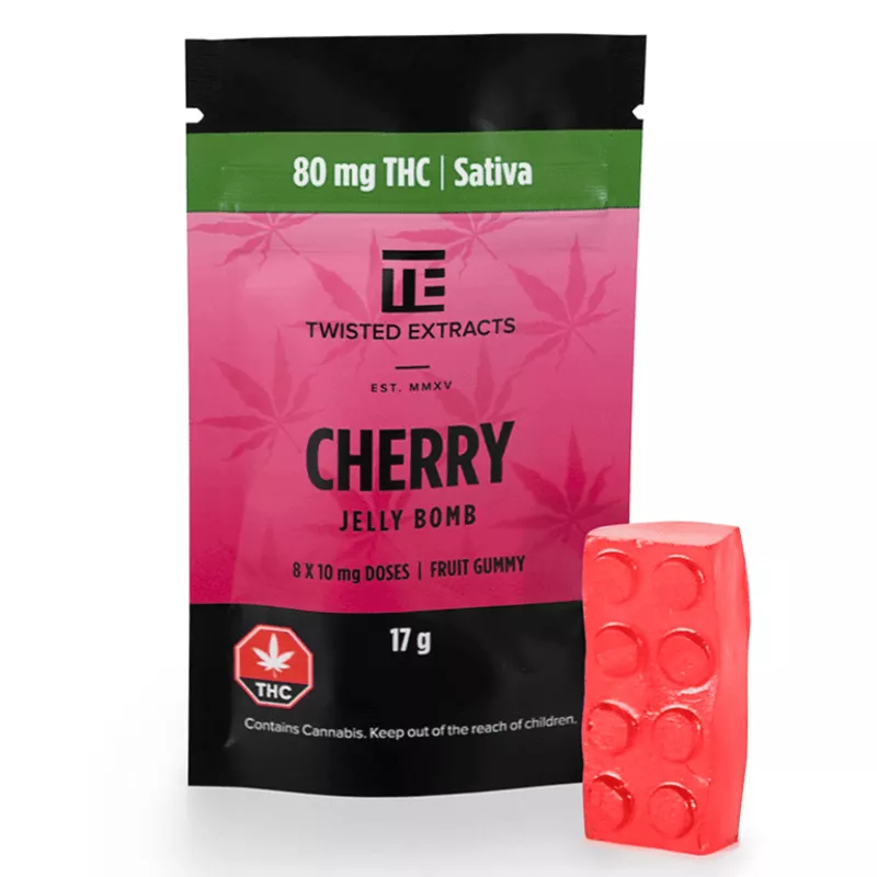cherry-thc-jelly-281 Twisted Sativa Jelly Bomb - 80mg THC - Cherry - Image 1