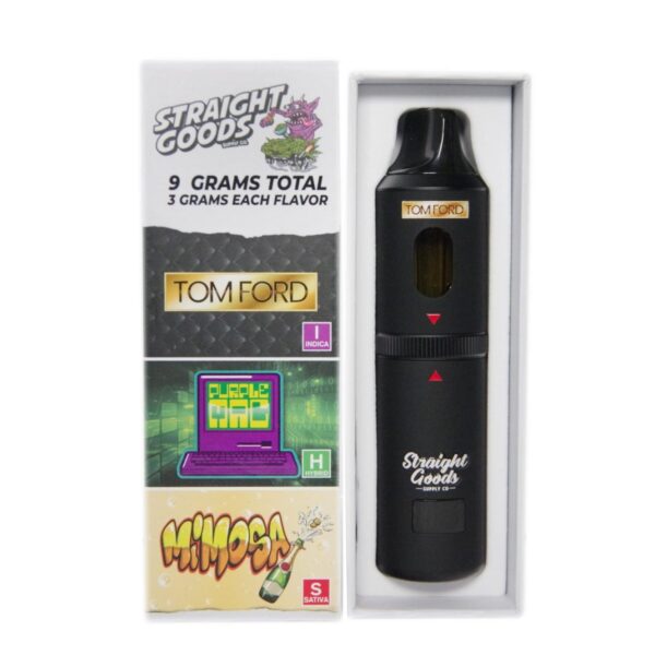Straight Goods Triple Chamber Vape – 3g + 3g + 3g – Tom Ford x Purple MAC x Mimosa – 9 Gram THC - Bulk