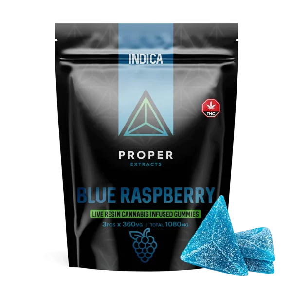 Proper Triangles 1080 mg Live Resin Gummies - Indica - Blue Raspberry