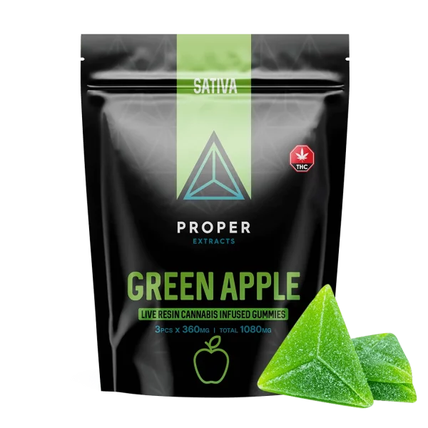Proper Triangles 1080 mg Live Resin Gummies - Sativa - Green Apple