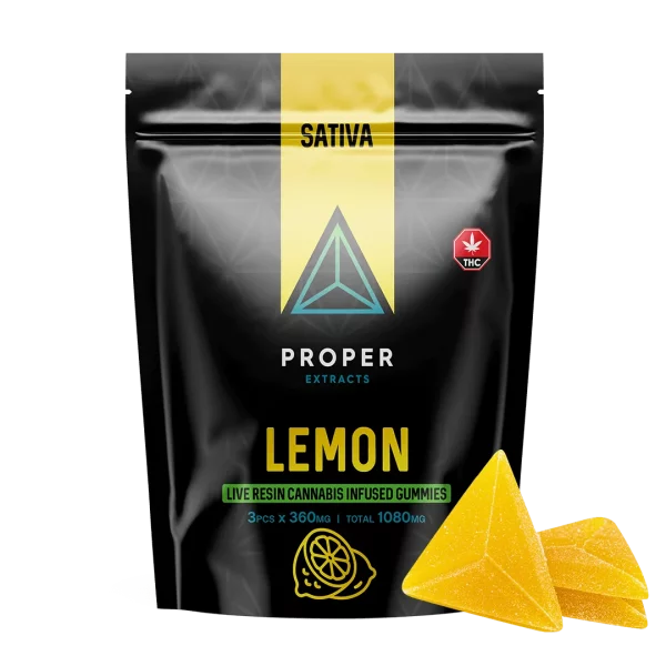 Proper Triangles 1080 mg Live Resin Gummies - Sativa - Lemon