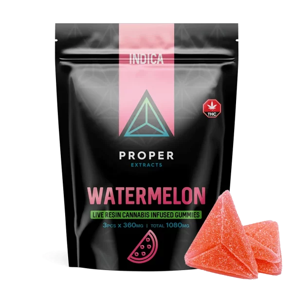 Proper Triangles 1080 mg Live Resin Gummies - Indica - Watermelon