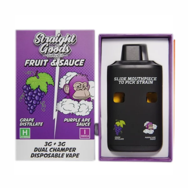 Straight Goods Dual Chamber Vape – 3g + 3g – Grape Distillate x Purple Ape Sauce - Bulk