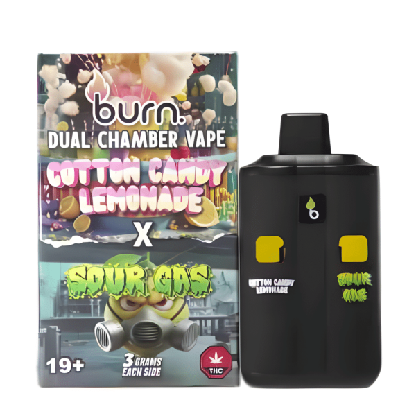 Burn Dual Chamber Vape – 3g + 3g - Cotton Candy Lemonade x Sour Gas - 6 Gram THC - Bulk