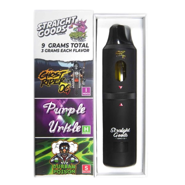 Straight Goods Triple Chamber Vape – 9 Grams THC – Ghost Rider OG x Purple Urkle x Durban Poison - Bulk