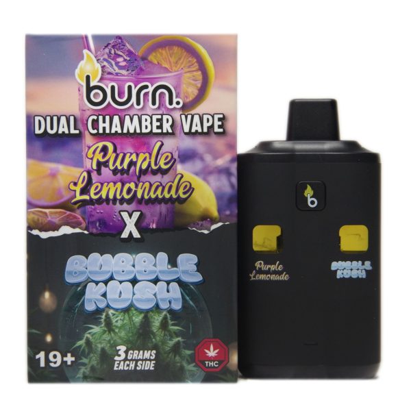 Burn Dual Chamber Vape – 3g + 3g - Purple Lemonade x Bubble Kush - 6 Gram THC - Bulk