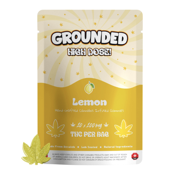 Grounded High Dose THC Edibles - 1000mg THC (10 x 100mg) - Lemon
