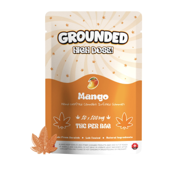 Grounded High Dose THC Edibles - 1000mg THC (10 x 100mg) - Mango