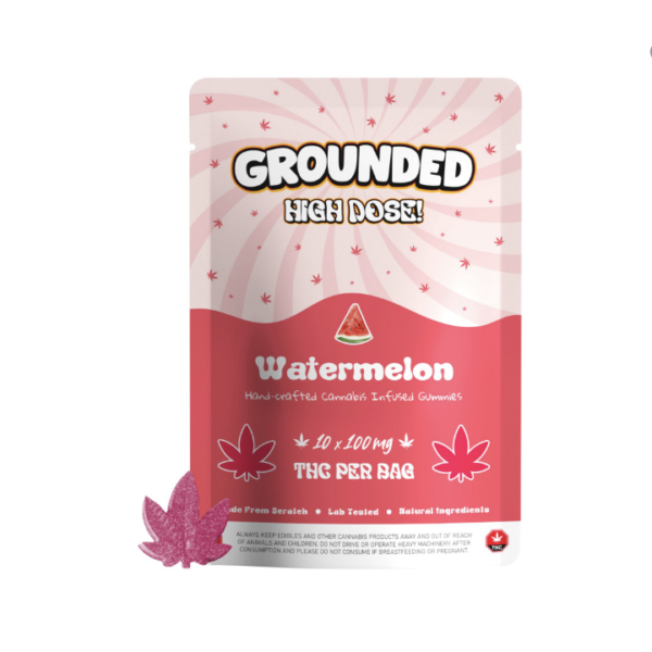 Grounded High Dose THC Edibles - 1000mg THC (10 x 100mg) - Watermelon