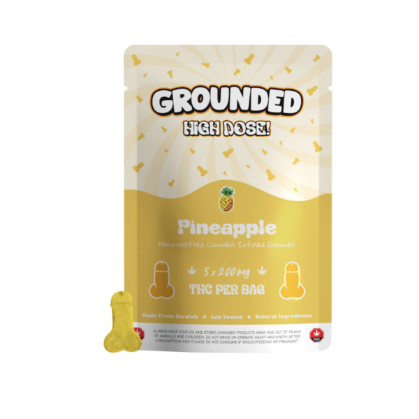Grounded High Dose THC Edibles - 1000mg THC (5 x 200mg) - Pineapple