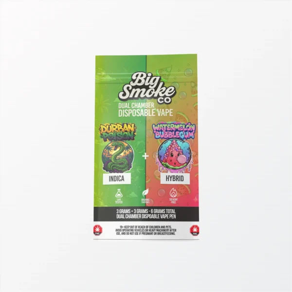 Big Smoke Co. Dual Chamber Vape - 6g (3g+3g) - Durban Poison & Watermelon Bubblegum